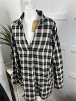 Fat Face Ladies Smock Top Size 14 Chest Size 40in In Black Cream Check Design - UK Size 14 Chest Size 40in Collar to Hem 31in Regular