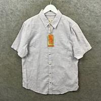 Fat Face Shirt Mens Medium Purple Bugle Micro Stripe Linen Blend Button Top BNWT - M Regular