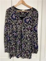 Fat Face Women's Tunic Top Size UK 12 Black New Inspirit Floral Jersey Longline - 12 Regular