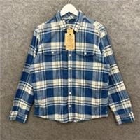 Fat Face Shirt Mens Medium Blue Huckstepper Check Flannel Plaid Long Sleeve BNWT - M Regular