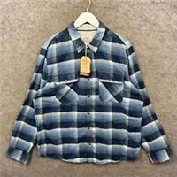 Fat Face Shirt Mens Extra Large Blue Ombre Check Flannel Plaid Long Sleeve BNWT - XL Regular