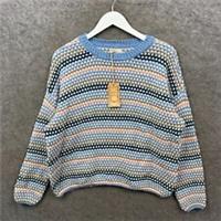 Fat Face Jumper Womens UK 16 Blue Elsewhere Stitch Stripe Sweatshirt Knit BNWT - 16 Regular