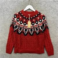 Fat Face Jumper Womens 10 Red Maddison Fairisle Sweatshirt Nordic Christmas BNWT - 10 Regular