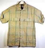 Fat Face Mens Westport cotton Shirt size S Short sleeves yellowBrown Green Check - S Regular
