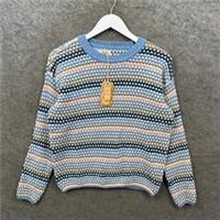 Fat Face Jumper Womens 8 Blue Elsewhere Stitch Stripe Sweatshirt Knit Nordic NWT - 8 Regular