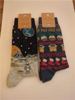 Fat Face Socks X2 Pairs Man On Moon Christmas 6.5-9