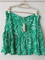 FatFace Womens Green Tropical Leaf Flippy Skirt Size 20 Holiday Summer - 20 Regular