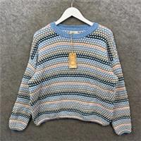 Fat Face Jumper Womens UK 16 Blue Elsewhere Stitch Stripe Sweatshirt Knit BNWT - 16 Regular