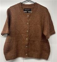 FatFace Copper & Black Elsie Brown Fluffy Button Up Cardigan Short Sleeve UK 16 - 14 Regular