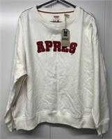 FatFace Apres Crew Sweatshirt Jumper Womens UK 14 Emily Ivory Apres Graphic - 14 Regular