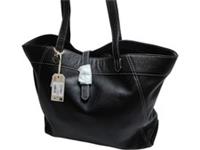 Black Leather Tote Bag Women's Large Size with Tag