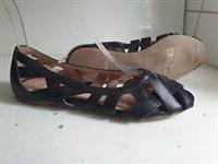 FATFACE DESIGNER UK 5 EU 38 WOMENS BLACK LEATHER FLAT CUT OUT SUMMER SANDALS NEW