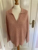 BEAUTIFUL FAT FACE JUMPER BNWT SIZE UK 16 DUSKY PINK OPENWORK KNIT COLLARED - 16 Regular