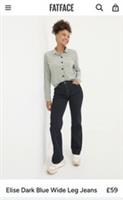 FAT FACE Elise Wide Leg Jeans. Dark Blue. Size UK 12 Short . RRP £59. *NEW* - 14 Regular