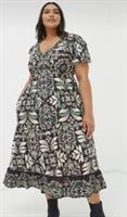 FAT FACE Black Priya Mosaic Leaf Midi Dress. Size UK 20 Regular. *NEW* RRP £75 - 20 Regular