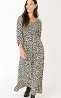 FAT FACE Adele Shirred Mono Floral Midi Dress. Size UK 12 Regular .*NWT*RRP £65 - 12 Regular