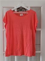FAT FACE 100% Linen Coral Pink T-shirt Top Size UK 12. *NEW* - 12 Regular