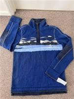 NEW Mens Teens FAT FACE The Airlie 1/4 Zip Top Sweatshirt Blue Ocean Waves XS - XS Regular