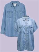 Fat Face Blue Button front Kristiana Shirt Size UK 22 - UK 14 LS Plus Size