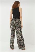 FAT FACE Black Isla Mosaic Leaf Wide Leg Trousers. Size UK 14 Regular. RRP £59. - 14 Regular