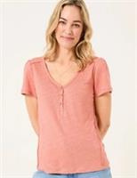 FAT FACE Lena Rose Pink Linen Henley Top. Size UK 14. *New With Tags* RRP £42 - 14 Regular