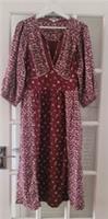 FAT FACE Kelly Burgundy Red Wild Ditsy Midi Dress. Size UK 12 R.*New With Tags* - 12 Regular
