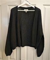 FAT FACE Anna Crochet Cardigan.Black. Size UK 14 . *New Without Tags*. RRP &pound;48 - 14 Regular