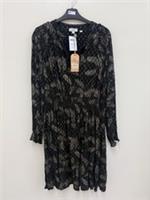 BNWT Fat Face Calwich Metallic Feather Dress Black Size 14L RRP &pound;85 - 14 Regular