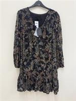 BNWT Copper & Black By Fat Face Poplar Floral Devore Swing Dress RRP £89 Size 14 - 14 Regular