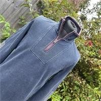 NWT Fat Face Mens Airlie 1/4 Zip Pullover New Washed Denim Navy Blue XS - XS Regular