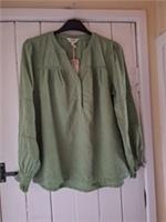 BNWT'S BEAUTIFUL FAT FACE POPPY BRODERIE BLOUSE OLIVE GREEN SIZE 14 RRP &pound;49.50 - 14 Regular