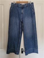 FAT FACE Hove Blue Denim Wide Leg Crop Jeans . Size UK 12 L. *New+Tags* RRP &pound;59 - 12 Tall