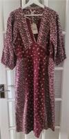 FAT FACE Kelly Burgundy Red Wild Ditsy Midi Dress. Size UK 16 S.*New With Tags* - 16 Petites