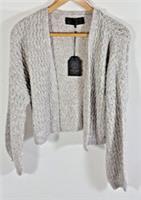 FAT FACE (Copper & Black) Cropped Sparkled Silver Cardigan, UK size 8 NEW - 8 Regular