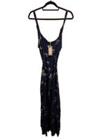 Fat Face Foil Palm Tree Jersey Maxi Dress, Navy Blue, Belted, NEW, Size 10,b160 - 10 Regular