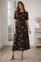 FAT FACE Black Winona Floral Dress. Size UK 18 Regular. RRP &pound;75.*New With Tags* - 18 Regular