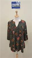 BNWT Fat Face Enya Black Detail Floral Notched V-Neck Tunic Size 12 RRP &pound;42 - 12 Regular