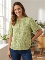 FAT FACE Airee Mid Green Woodblock Blouse, Top. Size UK 14.RRP &pound;42. *NEW+TAGS* - 14 Regular