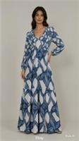 FAT FACE Noelle Indigo Blue Water Leaf Maxi Dress. Size UK 12 Regular. *NEW* - 12 Regular