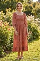 FAT FACE Adele Shirred Floral Red Midi Dress. Size UK 14 Reg. *New Without Tags* - 14 Regular