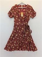 NWT FatFace Cranberry Floral Ruffle Wrap Dress Size 10 - 14 Regular