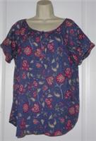 BNWT Fat Face Blue Floral Popover Cotton Wicklow Indian Garden Blouse Size 18 - 18 Plus