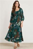 FAT FACE Adele Landscape Shirred Midi Dress. Green. Size UK 12 Regular. *NEW* - 12 Regular
