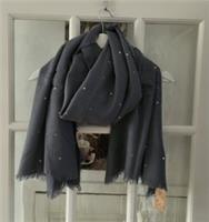 FAT FACE Scarf, Grey/Blue Polka Dots Foil Print . *New With Tags*