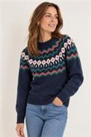 FAT FACE Navy Emma Fairisle Jumper. Size UK 12. *New Without Tags* RRP &pound;56 - 12 Regular