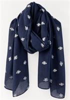 FAT FACE Style Navy Scarf Bee Foil Print . *New Without Tags*