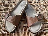 Fat Face ELLA Single Strap Leather Footbed Sandals in Tan -Size: UK5 EU38- BNWT