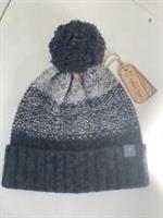 Fat Face Mens Jason Charcoal Colour Block Wool Blend Beanie Hat with Pom - BNWT - One Size Regular