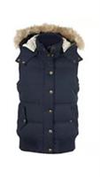 BRAND NEW Fat Face Heritage Faux Fur Trim Hooded Gilet, Indigo SIZE 6 - 6 Regular