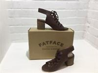 Fat Face Ladies Lace Up Sandal Freya Brown Leather Block Heel. Size 4 (37) New